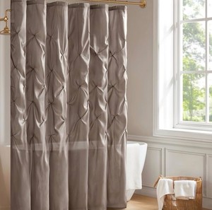 Taupe Shower Curtain, Pieced Transitional Shower Curtains for Bathroom, 72 X 72, Beige