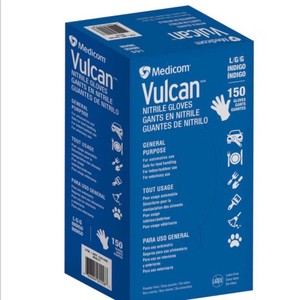 Vulcan Nitrile Gloves, Large, Indigo, 150 Count Box