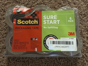 Scotch Packaging Tape 6-Pack Sure Start No Splitting