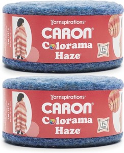 Caron Colorama Haze Cake Felted Yarn, Soft Yarn Cake, Blue Moon, 2-Pack#4 Worsted Yarn, 48% Polyester 42% Acrylic 9% Nylon 1% Spandex, Soft Crochet Yarn for Blankets, 649yds, 227g8oz per skein