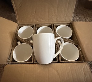 Set of 6 Coffee Cups, White Ivory Color, Brand New, No Chips or Cracks