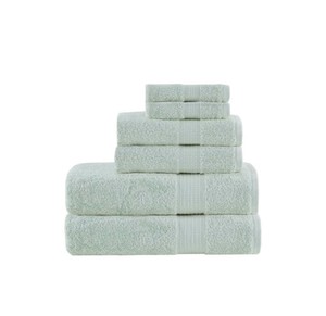 Madison Park 6 Piece Organic Cotton Towel Set - 2 Bath Towels - 2 Hand Towel - 2 Wash Cloth - Seafoam color