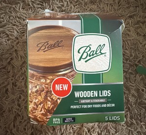 Ball Brand Wooden Lids, Perfect for Dry Foods and Decor, 5-Pack