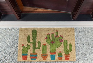 Floral Design Collection Natural Coir Doormat, Cactus  17x29  Retail $44
