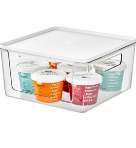 Rosanna Pansino x iDesign Recycled Plastic Open Front Kitchen Storage Bin with Lid, Clear BinMarshmallow Lid, 12 x 12 x 6 Retail $20