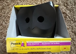 Post-It Note Dispenser, Owl Shaped Black Design, Great for Home and Office
