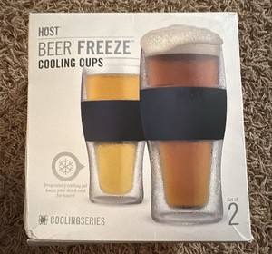 Host Brand Beer Freeze Cooling Cups, Two Cups, Stick Them in Yiur Freezer and they stay cool for hours