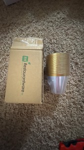 Reusable Gold Tipped High End Cocktail Cups, Plastic, Sealed New