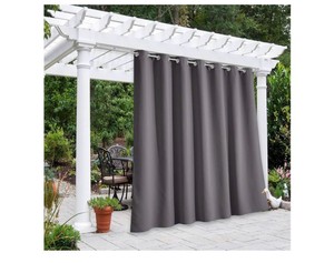 NICETOWN Outdoor Curtain for Patio Waterproof 100 Width, Patio Privacy Panels Extra Wide for Shade and Rain Outside Light Blocking Drape for GazeboPorch, Grey, 1 Panel, W100 x L95