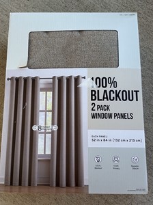 100% Blackout Curtains Gray, 2 Panels, Each Panel is 52 x 84