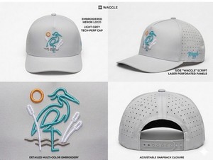 NEW Waggle Great Blue Performance Golf Snapback Hat-Blue Heron