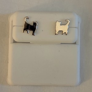 925 Silver Cat-Shaped Stud Earrings featuring a sleek, walking feline silhouette