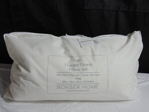 2 Pack Soft White Duck Feather & Down Bed Pillow - King  BOKSER HOME