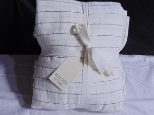 Bokser Home Queen Linen Sheet Set Charcoal Pencil Stripe