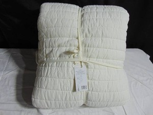 French Linen Channel Stitch Quilt & Sham Set - FullQueen � CreamWhite  BOKSER HOME