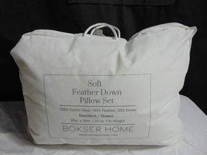 2 Pack Soft White Duck Feather & Down Bed Pillow - StandardQueen  BOKSER HOME