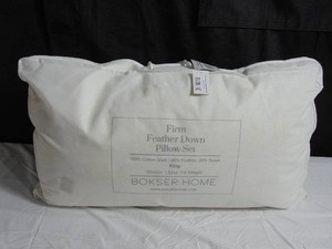 2 Pack Firm White Duck Feather & Down Bed Pillow - King  BOKSER HOME