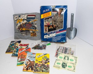 Various Vintage GI Joe Items  Books, Pillow, Duke Figurine & More