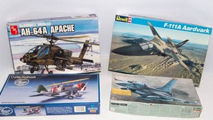 Vintage Plane Models  Set of Four (AH-64A, F-111A Aardvark, Curtiss Goshawk & Fighting Falcon)