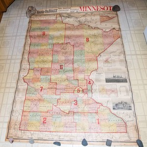 Rand McNally 1911 Minnesota Map - 40 x 57