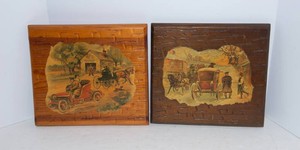 Rustic Wooden Wall Hangings with Horse Motifs