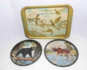 Three Metal Trays - Lord Calvert and James Artig