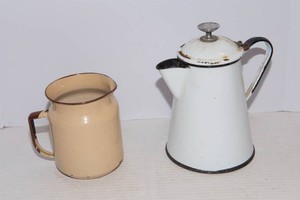 Enamelware Pitcher and Teapot