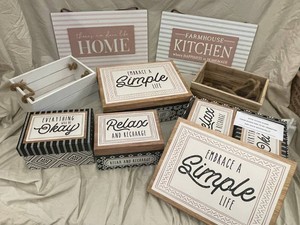 Farmhouse Decor Signs & Storage Boxes Mixed Lot