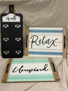 Modern Coastal Home Relax Unwind Wall Signs (Lot of 3)