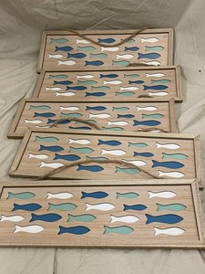Set of 5 Fish Cutout Wood Wall Panels