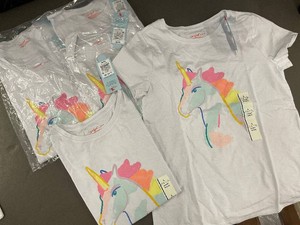 Set of 6 Large Girls Unicorn Print Short Sleeve T-Shirts (Size M)