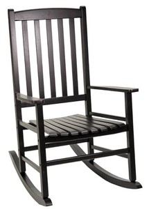 Backyard Creations  Black Wood Rocking Patio Chair