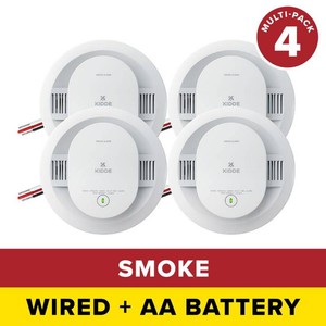 $110 Kidde  Direct Wire AA Battery Backup Photoelectric Smoke Detector - 4 Pack