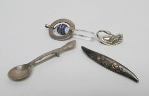Assorted Vintage Sterling Silver Pins &amp Pendants