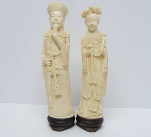 Pair of Carved Chinese Faux Ivory Figures