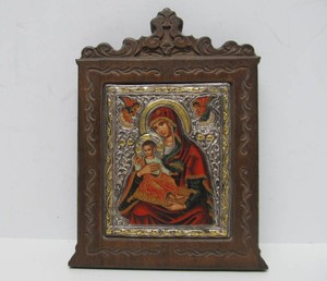 Vintage Byzantine Style Icon - Clad in 950 Silver&nbsp