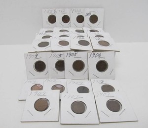 Lot of 27 Indian Head Pennies 1859-1907