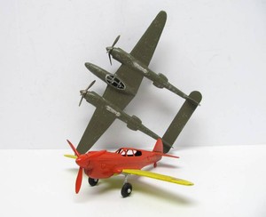 2 Vintage HUBLEY Metal Toy Airplanes