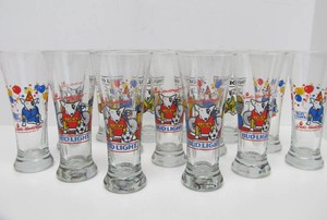 Set of 14 Vintage 80s SPUDS MACKENZIE Tall Budweiser Beer Glasses