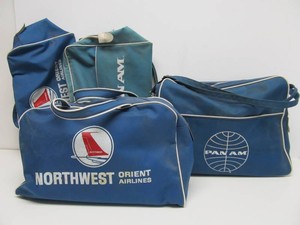 4 Vintage 1960s era Airline Travel Bags - Northwest Orient Airlines &amp Pan-Am