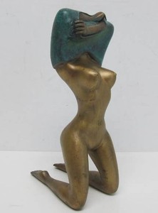 Vintage Solid Figural Bronze or Brass Nude Sculpture