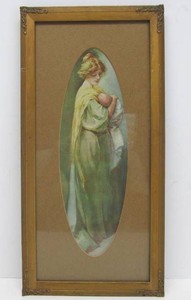Antique Victorian Oval Print wMaiden &amp Baby