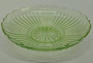 12 Vintage Vaseline Glass Serving Bowl or Platter
