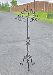 Large Vintage Gothic Iron Floor Standing Candle Stand&nbsp