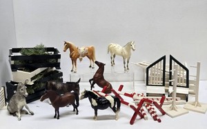 Group of Assorted Vintage BREYER etc Horses &amp Accessories