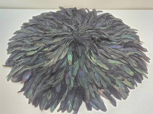 Impressive Vintage African Woven Ceremonial Feather Shield