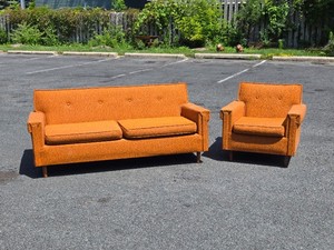 Great Condition Vintage 1950's-60's Matching Loveseat &amp; Armchair