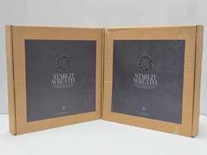 Pair of New Silver Starlit Christmas Wreaths