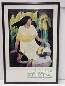 Large Framed Vintage Mario Cespedes La Quinta Art Festival Poster
