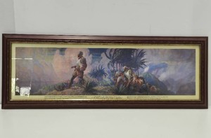 Very Nice Long Vintage Framed NC WYETH Print - The Discoverer